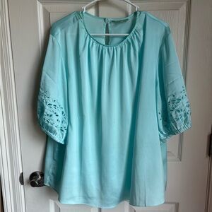 Ryegrass Light Blue Silky Blouse